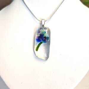 OOAK sculptured violet pendant Handmade nature inspired fused glass jewelry